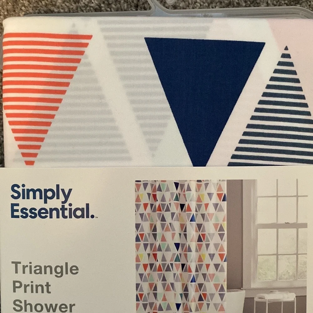 Simply Essential Triangle Print Shower Curtain Standard NEW